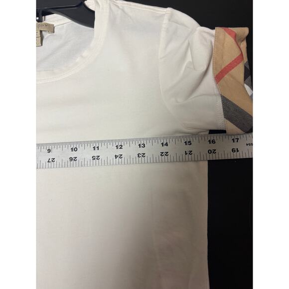 Burberry Plaid Cuff Tee White Size XS - Picture 6 of 7
